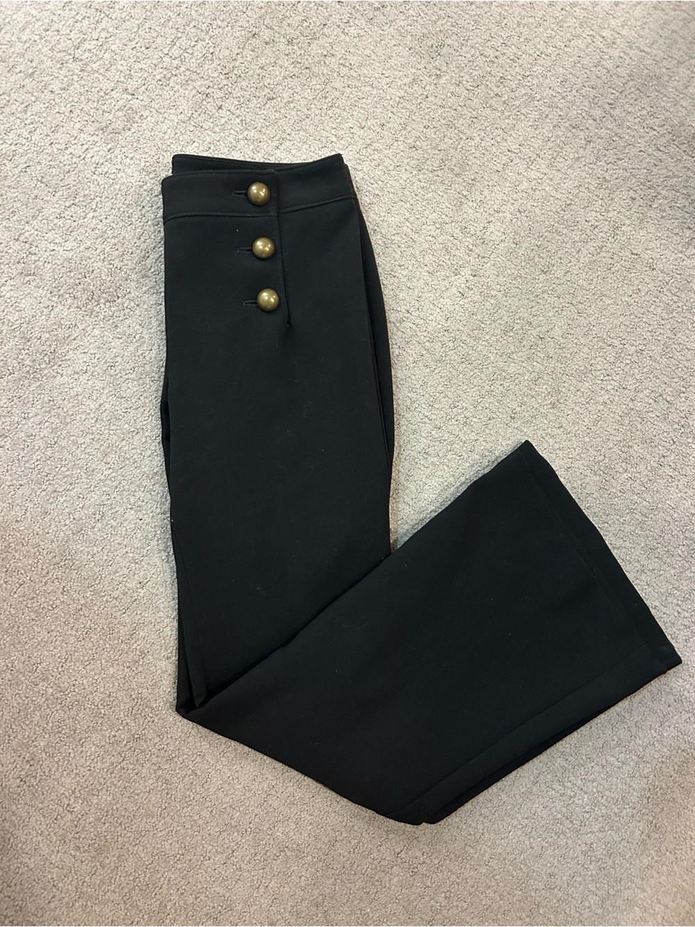 Express Black Women's Bootcut Trousers with Gold Buttons